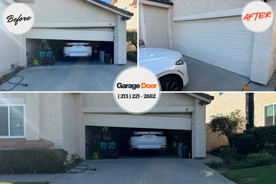 Before and after: garage door repair Fort Salonga, NY